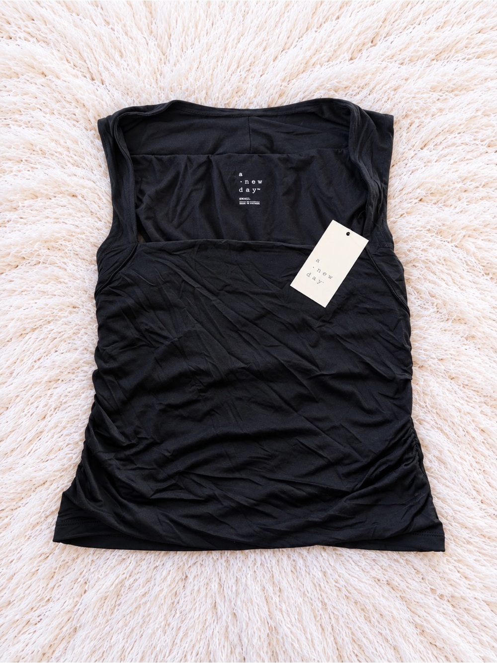 a new day Black Ruched Tank Top